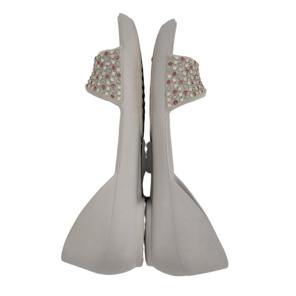 CROCS Size 5 Lina D'orsay Embellishes Flats Open Toe Gray Pink Slip On Womens - Picture 4 of 8